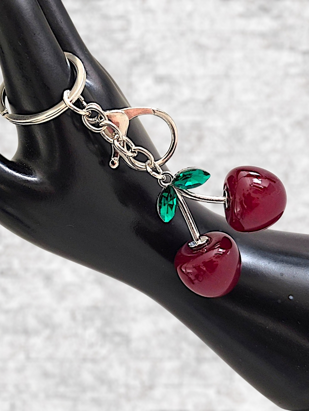 Dark Red Cherry Bag Charm / Keychain